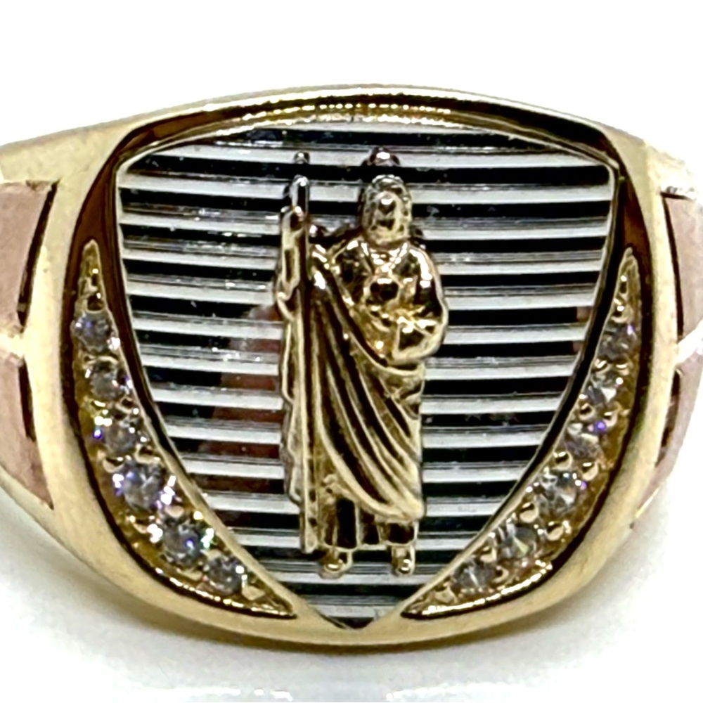 14k Solid Gold Nice Fancy San Judas Rin Size 10 Grams : 9.4